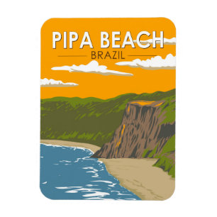 Pipa Beach Brasil Reise Kunst Vintage Magnet