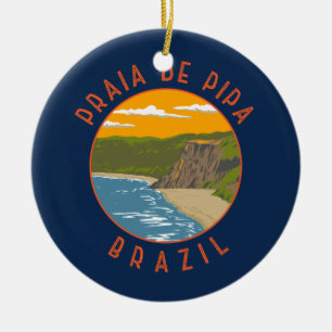 Pipa Beach Brasilien Reise Kunst Vintage Keramik Ornament