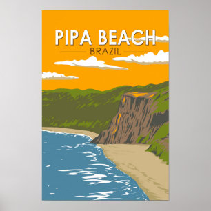 Pipa Beach Brasilien Reise Kunst Vintage Poster
