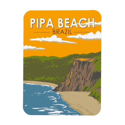 Pipa Beach Brasilien Reisen Art Vintag Magnet (Vertikal)