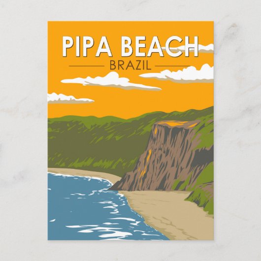 Pipa Beach Brasilien Reisen Art Vintag Postkarte (Vorderseite)