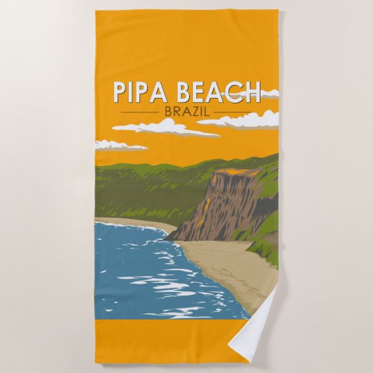 Pipa Beach Brasilien Reisen Art Vintag Strandtuch (Vorderseite)