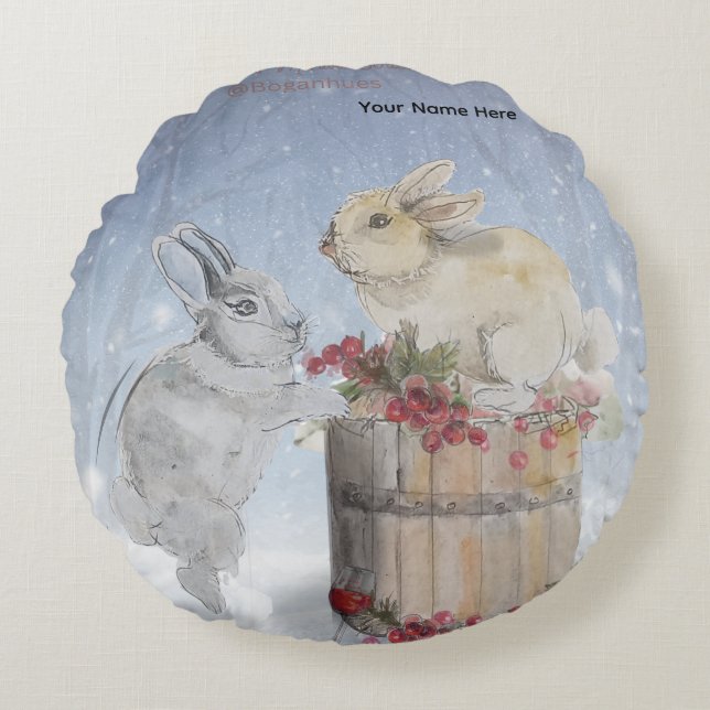 "Pipa & Marlow" Boganhues Druck Rundes Kissen (Vorderseite)