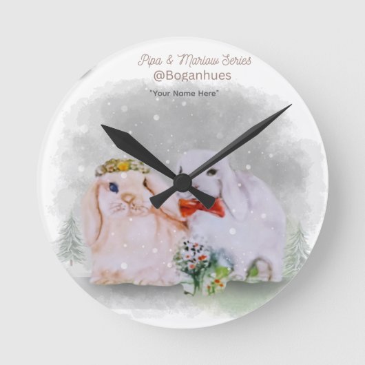 "Pipa & Marlow" Boganhues print Runde Wanduhr (Vorderseite)