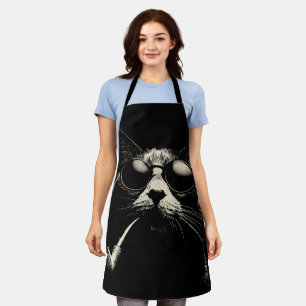 Pipe Cat - Coole Retro-Katze Grafik Monochrom Schürze