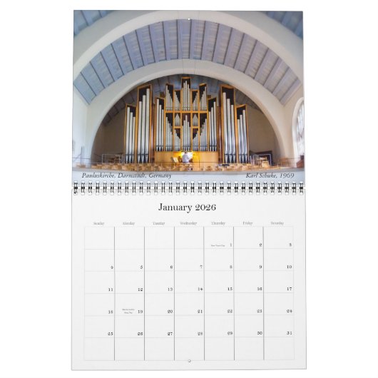 Pipe Organs Alter und Neuer horizontaler Kalender (Jan 2026)
