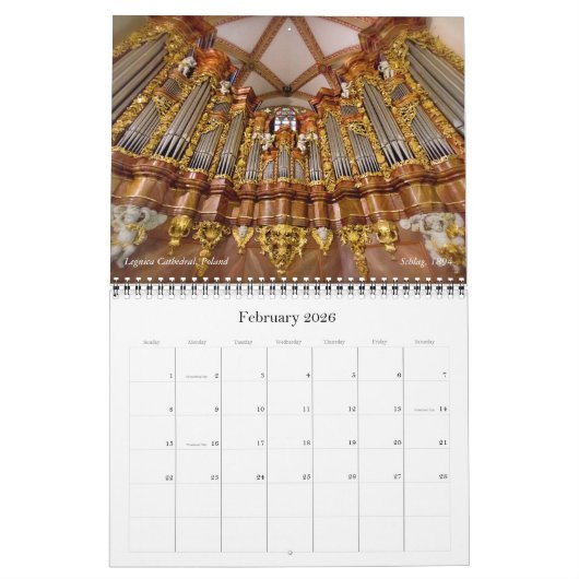 Pipe Organs Alter und Neuer horizontaler Kalender (Feb 2026)