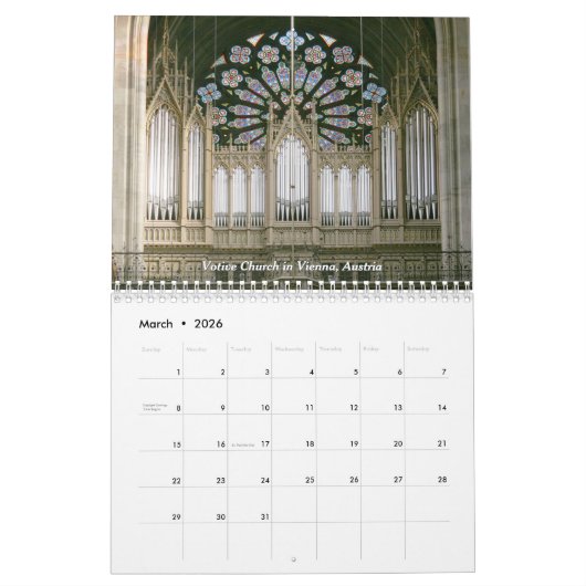 Pipe Organs of the World 2026 - Ein Musikkalender Kalender (Mär 2026)