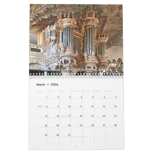 Pipe Organs of the World 2026 - Ein Orgelkalender Kalender (Mär 2026)