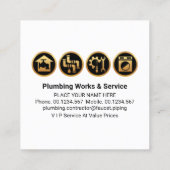 Pipe Wrench Faucet Leaking Roof Quadratische Visitenkarte (Rückseite)