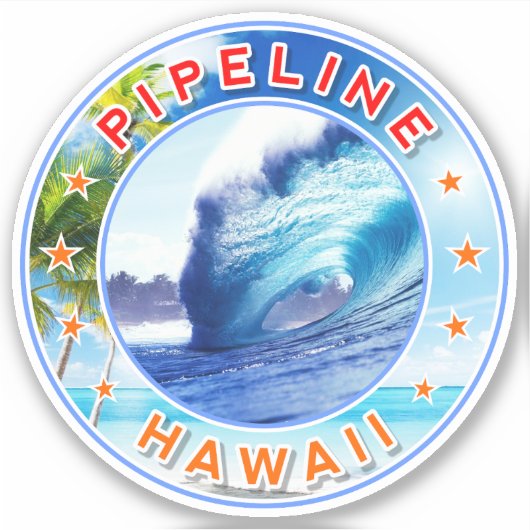 Pipeline, Hawaii Aufkleber (Vorderseite)