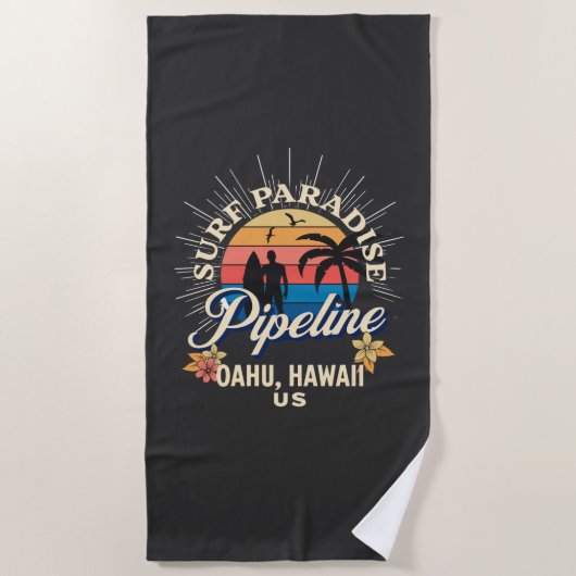 Pipeline Oahu Hawaii Beach für Surfer T - Shirt Strandtuch (Vorderseite)