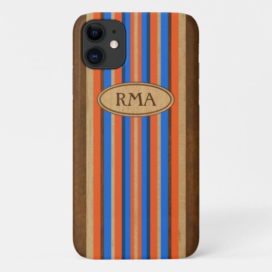 Pipeline Surfboard Hawaiian Monogram gestreift Case-Mate iPhone Hülle (Rückseite)