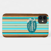 Pipeline Surfboard Hawaiian Stripes Aqua Case-Mate iPhone Hülle (Rückseite (Horizontal))