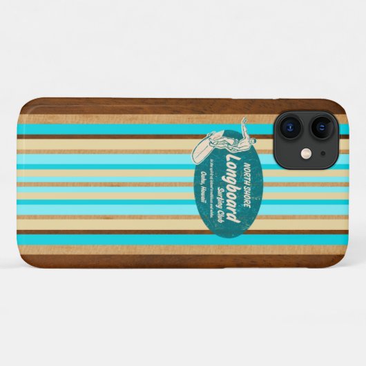 Pipeline Surfboard Hawaiian Stripes Aqua Case-Mate iPhone Hülle (Rückseite (Horizontal))