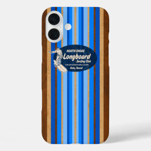 Pipeline Surfboard Hawaiian Stripes blau iPhone 16 Plus Hülle