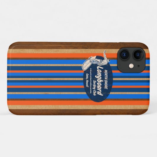 Pipeline Surfboard Hawaiian Stripes Royal Blue Case-Mate iPhone Hülle (Rückseite (Horizontal))