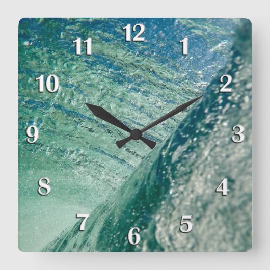 Pipeline Wave Quadratische Wanduhr (Vorderseite)