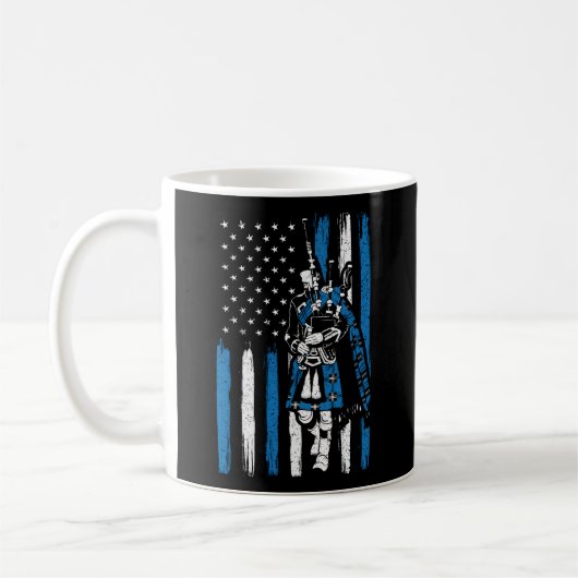 Piper auf US-Flagge Bagpiper Bagpipe Bagpipe Playe Kaffeetasse (Links)
