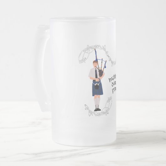 PIPER Blue Kariert Mattglas Bierglas (Vorderseite Links)