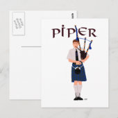 PIPER Blue Kariert Postkarte (Vorne/Hinten)