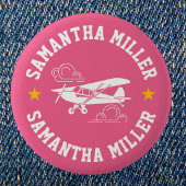 Piper Cub Airplane Not Your Co-Pilot Pink Custom Button
