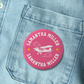 Piper Cub Airplane Not Your Co-Pilot Pink Custom Button