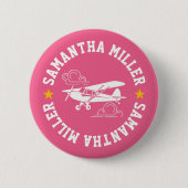 Piper Cub Airplane Not Your Co-Pilot Pink Custom Button (Vorderseite)