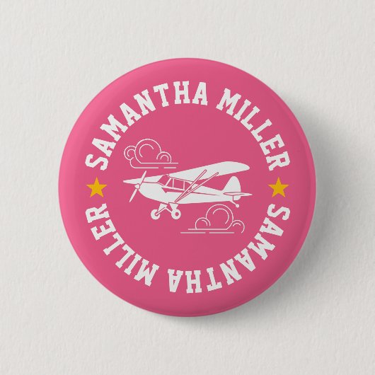 Piper Cub Airplane Not Your Co-Pilot Pink Custom Button (Vorderseite)