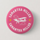 Piper Cub Airplane Not Your Co-Pilot Pink Custom Button (Vorderseite)