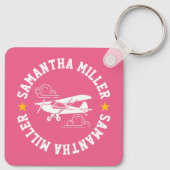 Piper Cub Airplane Not Your Co-Pilot Pink Custom Schlüsselanhänger (Rückseite)