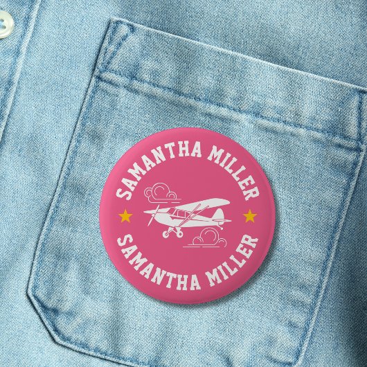 Piper Cub Flugzeug Nicht Dein Co-Pilot Rosa Benutz Button