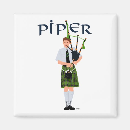 PIPER Green Kariert Magnet (Vorne)