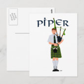 PIPER Green Kariert Postkarte (Vorne/Hinten)