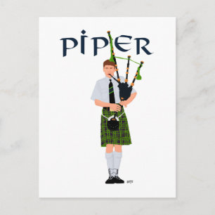 PIPER Grün Kariert Postkarte