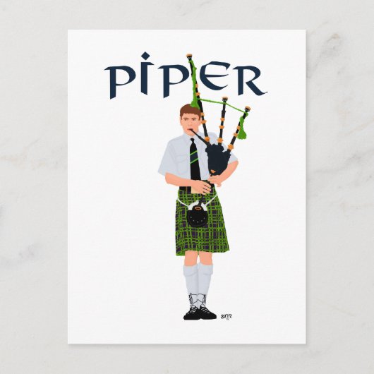 PIPER Grün Kariert Postkarte (Vorderseite)