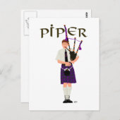 PIPER Lila Kariert Postkarte (Vorne/Hinten)