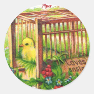 PIPER ~ OSTERKÜKEN ~ Süße niedliche Vintage-Kunst  Runder Aufkleber