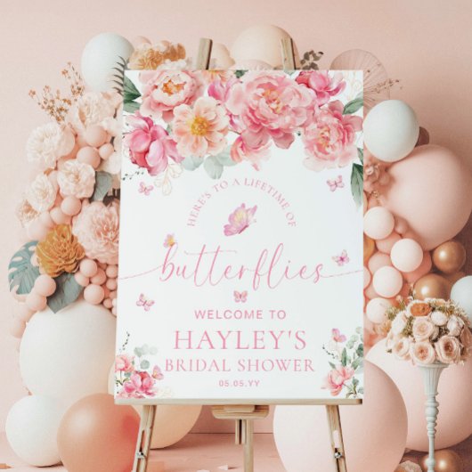 Piper Peony Butterflies Brautparty Willkommen Poster