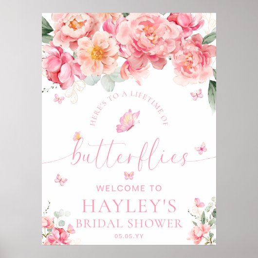 Piper Peony Butterflies Brautparty Willkommen Poster (Vorne)