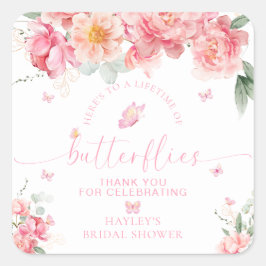 Piper Peony Butterfly Brautparty Favor Quadratischer Aufkleber
