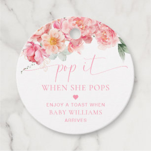 Piper Peony Floral Baby Dusche Pop It Geschenkanhänger