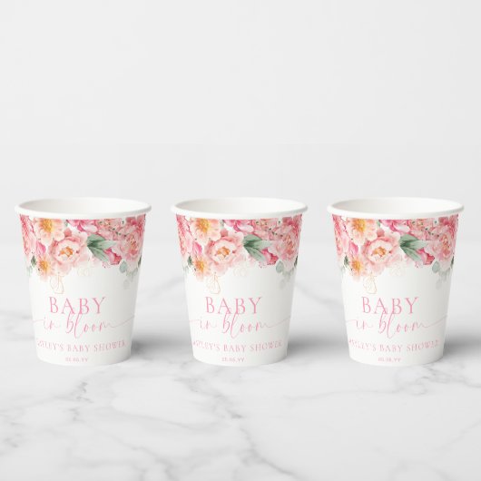 Piper Peony Floral Baby in Bloom Baby Dusche Pappbecher (Multi)