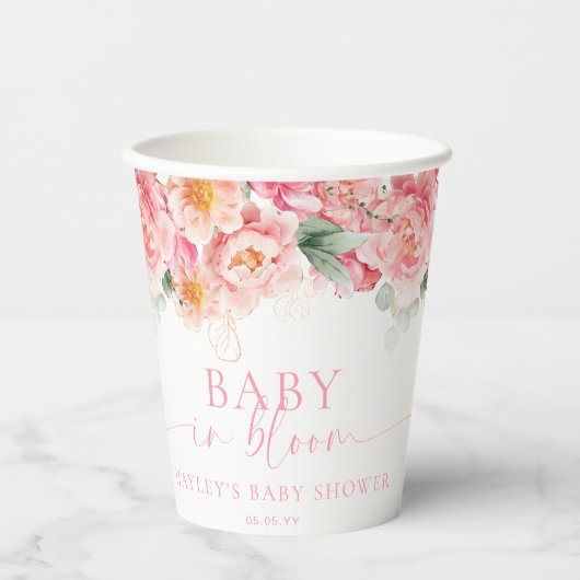 Piper Peony Floral Baby in Bloom Baby Dusche Pappbecher (Vorderseite)