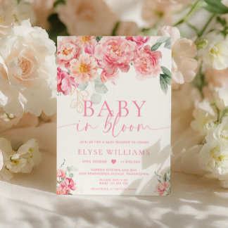 Piper Peony Floral Baby In Bloom Baby Shower Einladung