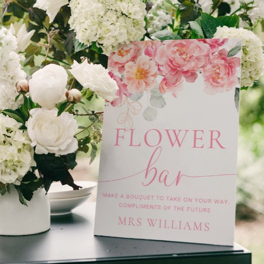 Piper Peony Floral Blume Bar Sign Poster