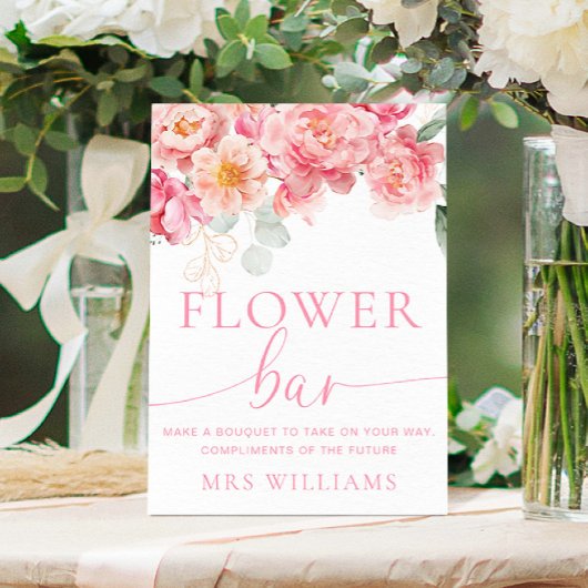 Piper Peony Floral Blume Bar Sign Poster