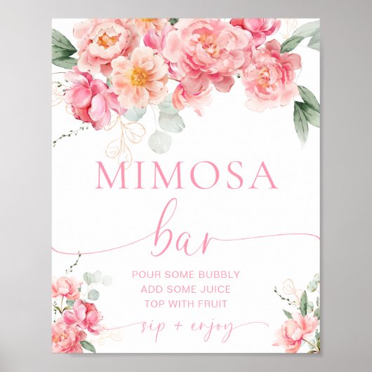 Piper Peony Floral Brautparty Mimosa Bar Sign Poster (Vorne)