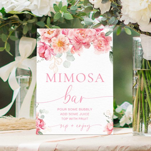 Piper Peony Floral Brautparty Mimosa Bar Sign Poster