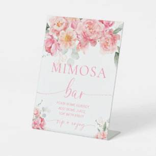 Piper Peony Floral Brautparty Mimosa Bar Sign Sockelschild
